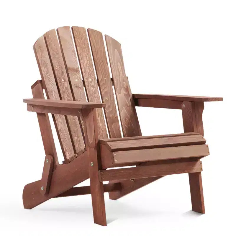 Outdoor Wooden Folding Adirondack Chair with BackRest&SeatBoard, Wood Patio Chair