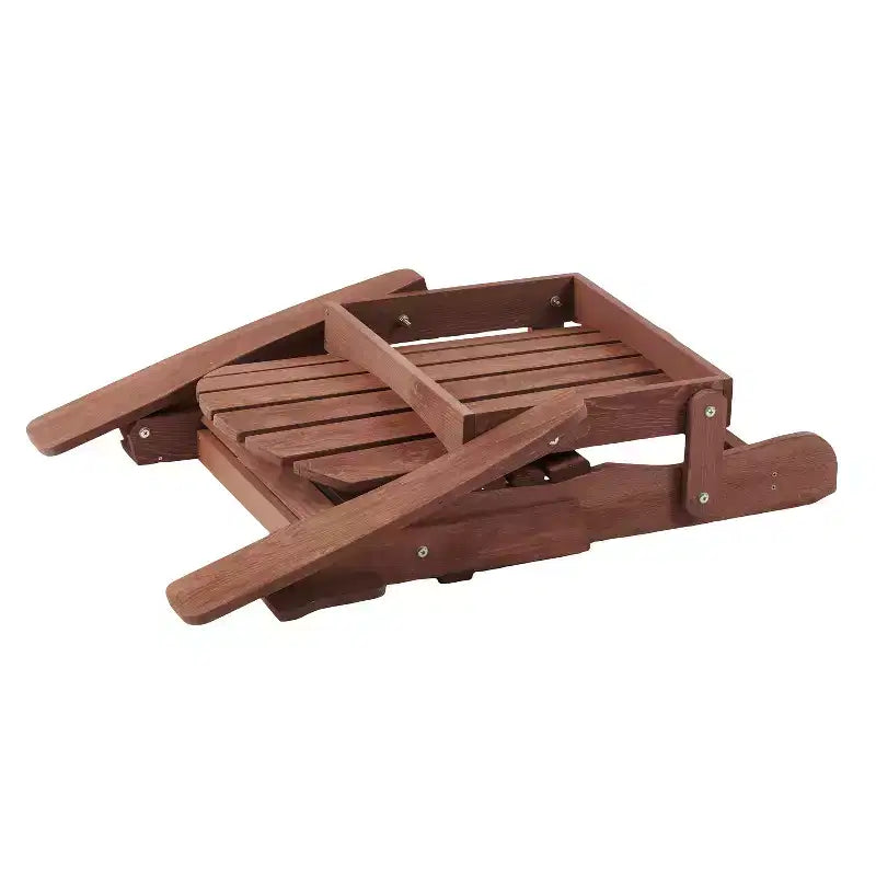 Outdoor Wooden Folding Adirondack Chair with BackRest&SeatBoard, Wood Patio Chair