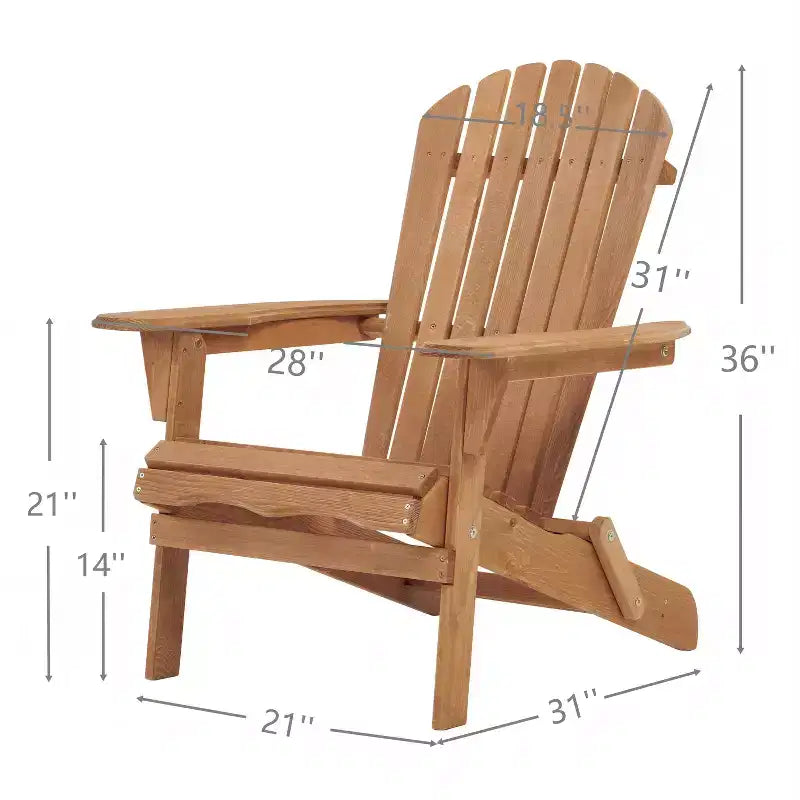Set di 2 sedie pieghevoli Adirondack in legno per esterni con schienale, sedia da patio in legno per giardino e cortile