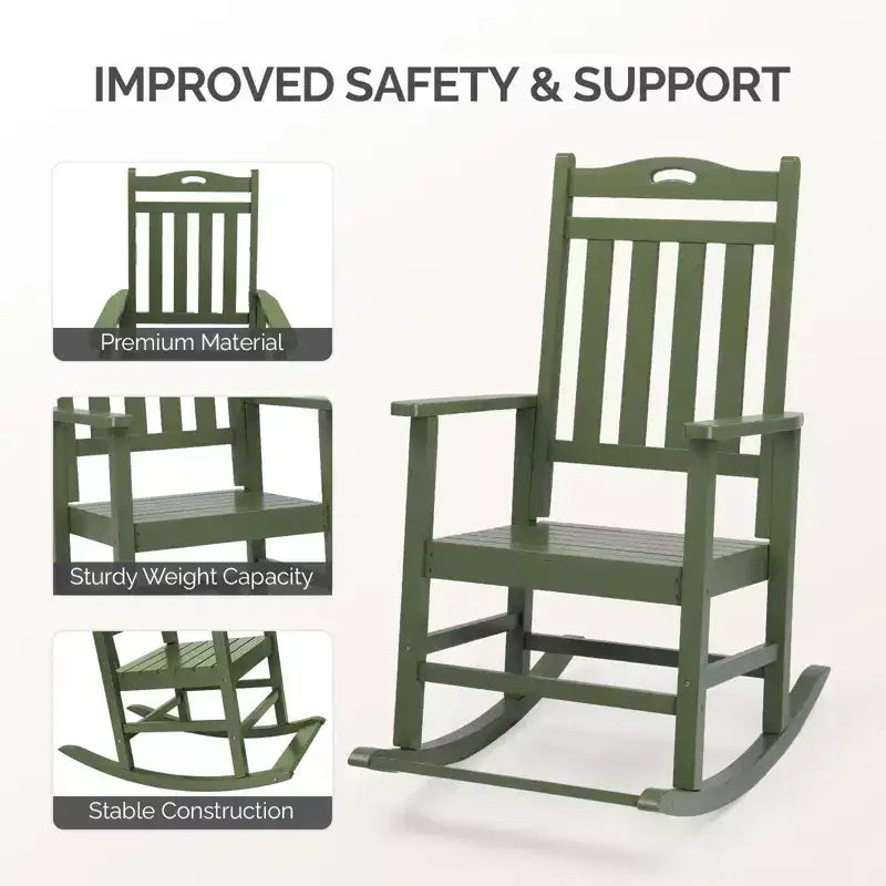 Karl Home | Solid Wood Patio Rocking Chair with Footrest