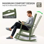 Karl Home | Solid Wood Patio Rocking Chair with Footrest