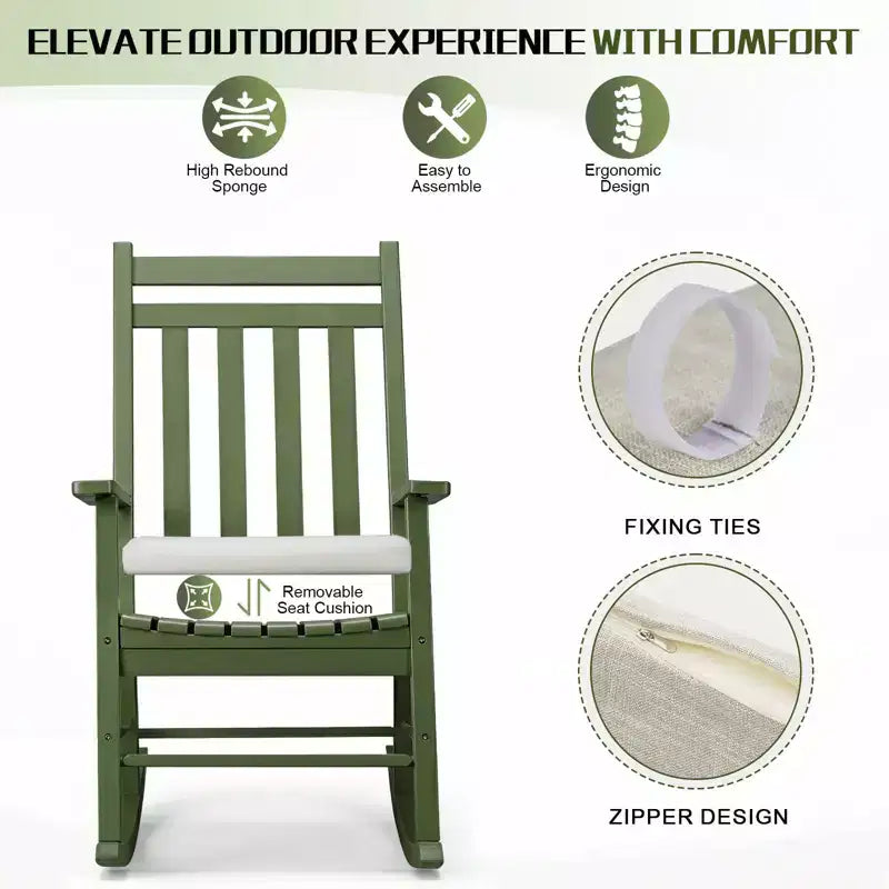 Karl Home | Solid Wood Patio Rocking Chair