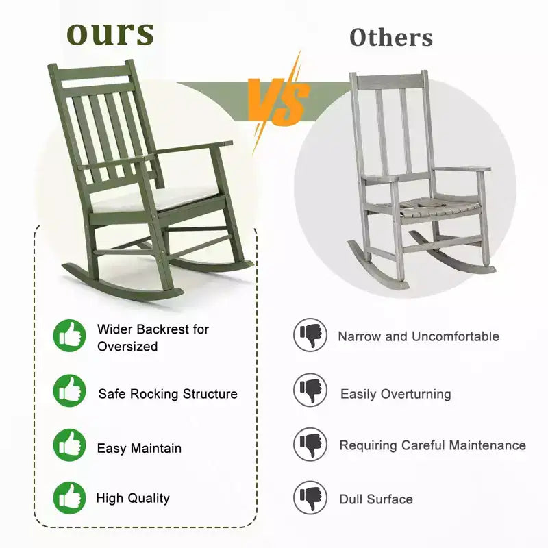 Karl Home | Solid Wood Patio Rocking Chair