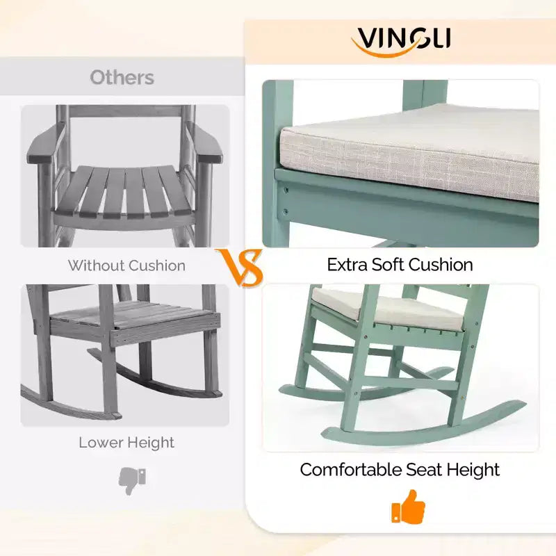 Karl Home | Classic Wooden Rocking Chair with Off-white Cushion