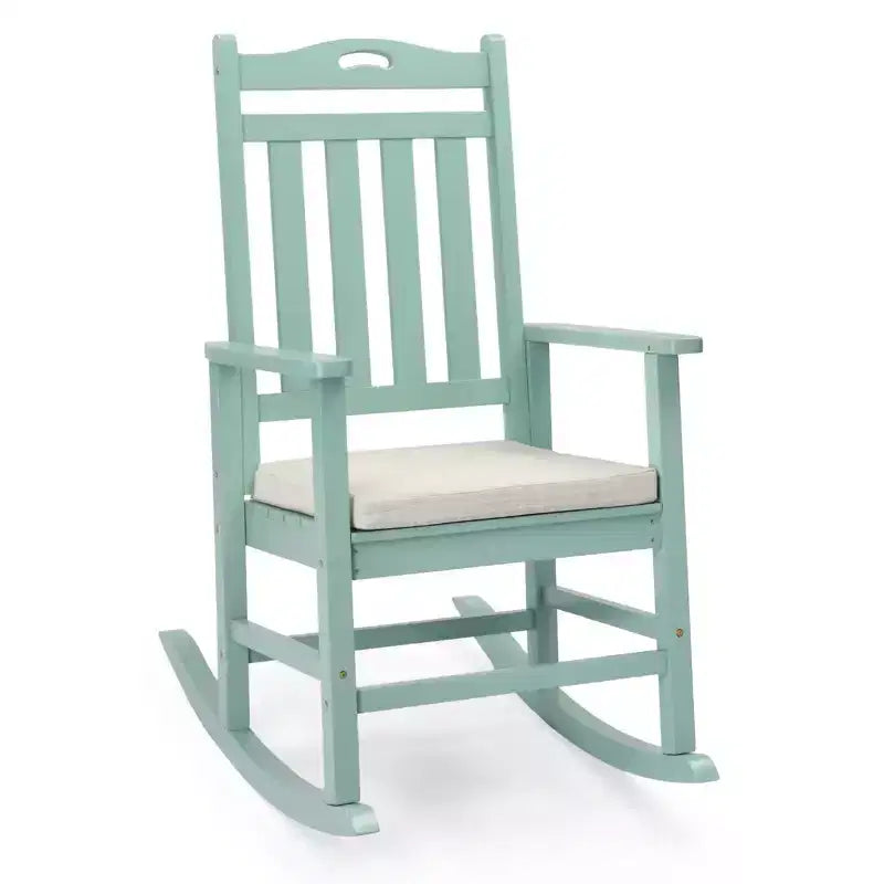 Karl Home | Sedia a dondolo classica in legno con cuscino bianco sporco