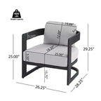 ModernLuxe Outdoor Aluminum Club Chair with Premium Cushions, Rust-Resistant Patio Lounge Chair, Gray