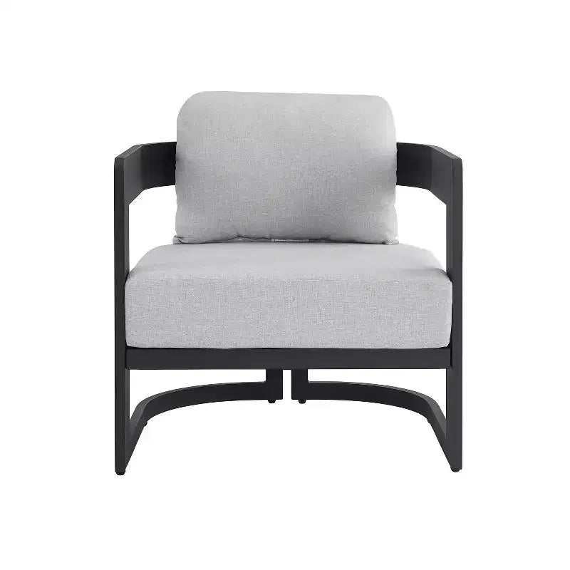 ModernLuxe Outdoor Aluminum Club Chair with Premium Cushions, Rust-Resistant Patio Lounge Chair, Gray