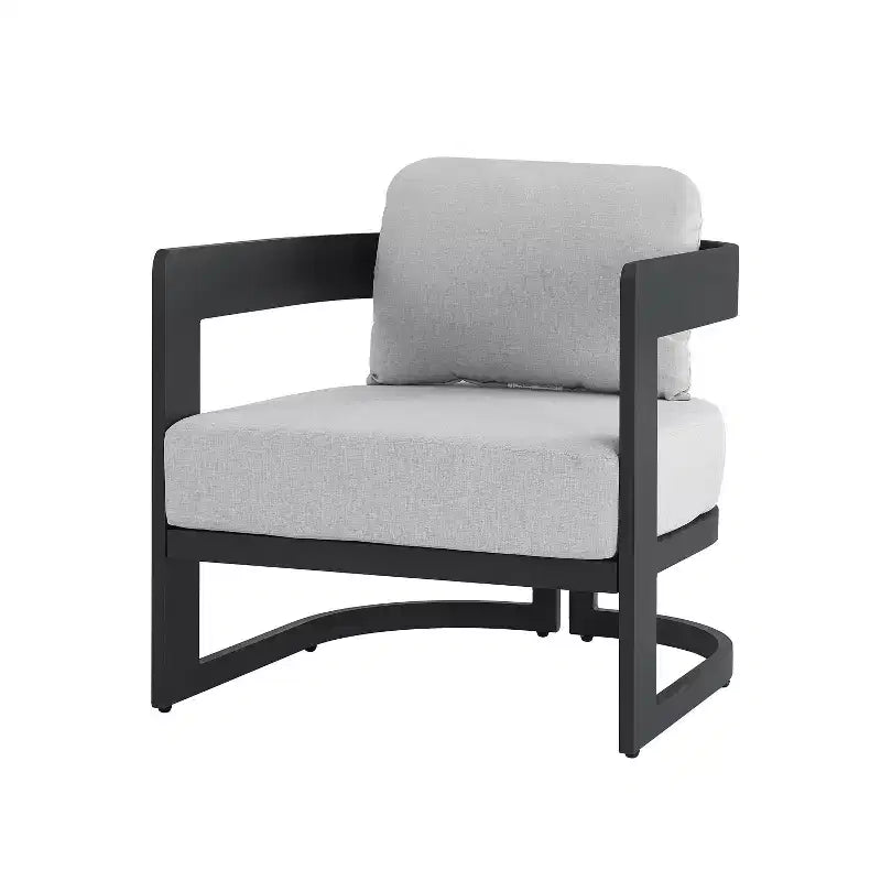 ModernLuxe Outdoor Aluminum Club Chair with Premium Cushions, Rust-Resistant Patio Lounge Chair, Gray