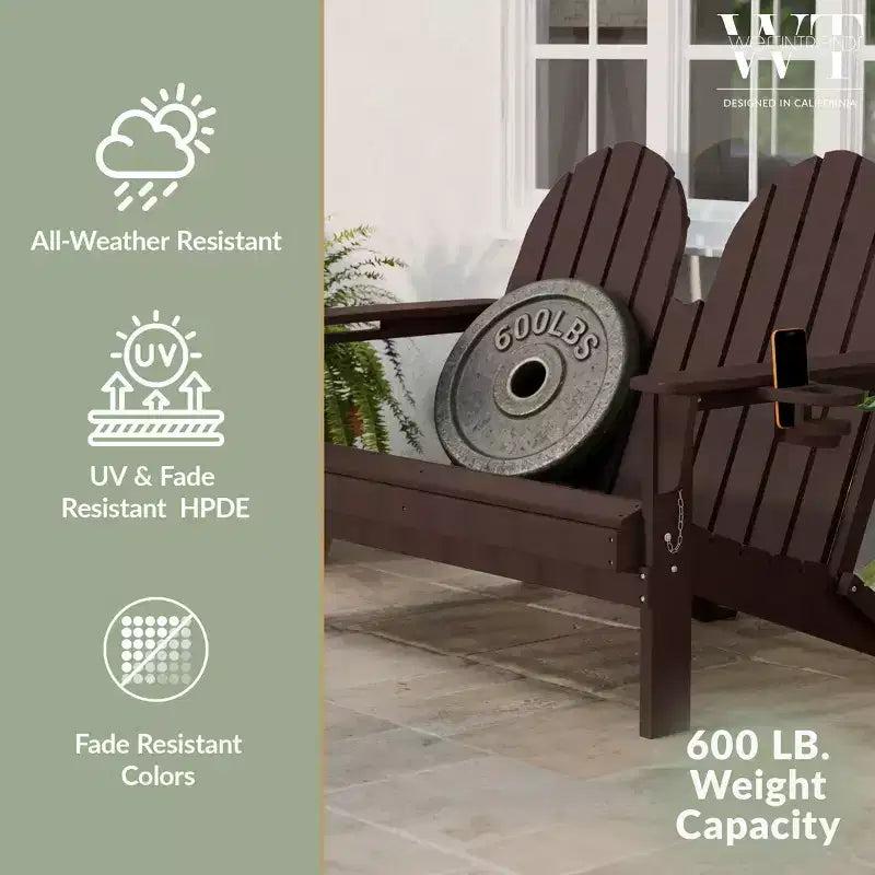 WestinTrends Panca da Giardino Pieghevole Adirondack da Esterni St. Augustine 49 in HDPE