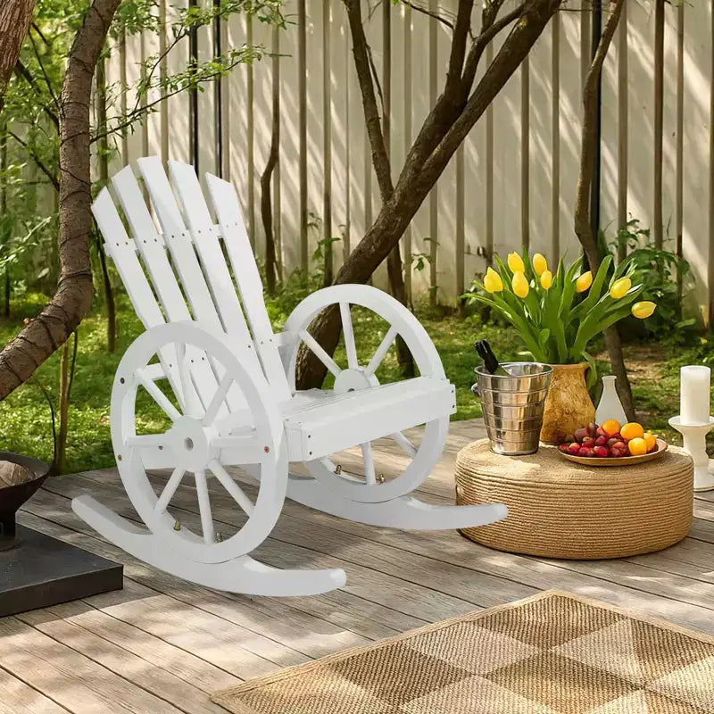 Karl Home | Sedia a dondolo da esterno in legno stile carro Adirondack da 23,5 pollici