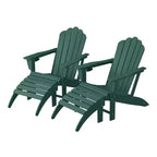 WestinTrends Highland 4-Piece Outdoor Patio HDPE Adirondack Chairs With Ottomans and Cup Holder Set, Dark Green