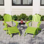 WestinTrends Highland Set da 4 Pezzi con Sedie Adirondack da Esterno in HDPE con Ottomane e Porta Bicchieri, Lime
