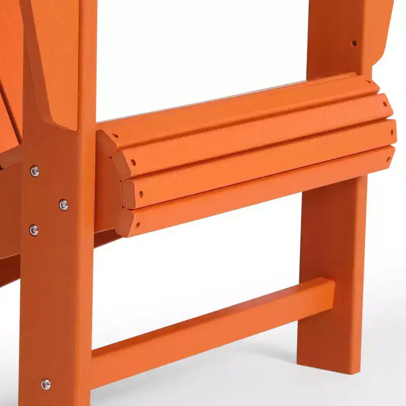 WestinTrends Highland 4-Piece Orange Outdoor Patio HDPE Adirondack Chairs With Ottomans and Cup Holder Set