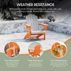 WestinTrends Highland 4-Piece Orange Outdoor Patio HDPE Adirondack Chairs With Ottomans and Cup Holder Set