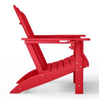 WestinTrends Highland 4-Piece Outdoor Patio HDPE Adirondack Chairs With Ottomans and Cup Holder Set, Red