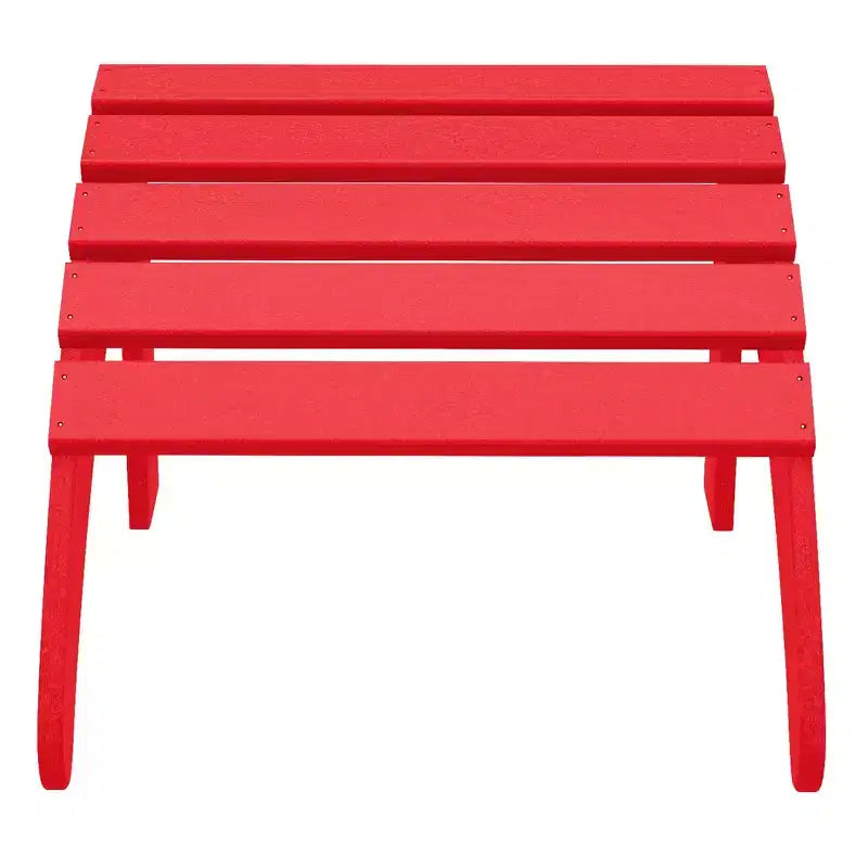 WestinTrends Highland 4-Piece Outdoor Patio HDPE Adirondack Chairs With Ottomans and Cup Holder Set, Red