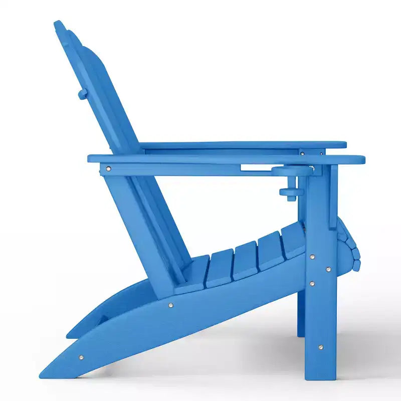 WestinTrends Highland Set da 4 Pezzi con Sedie Adirondack da Esterno in HDPE con Pouf e Portabicchieri, Blu Pacifico