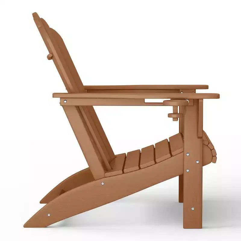 WestinTrends Highland Set di 4 Sedie Adirondack da Esterno in HDPE con Poggiapiedi e Porta Bicchieri, Teak