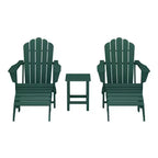 WestinTrends Highland 5-Piece Adirondack Chair with Folding Ottoman and Table Set, Dark Green