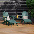 WestinTrends Highland Set Sedia Adirondack a 5 Pezzi con Pouf Pieghevole e Tavolo, Verde Scuro