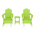 WestinTrends Highland 5-Piece Adirondack Chair with Folding Ottoman and Table Set, Lime