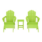 WestinTrends Highland 5-Piece Adirondack Chair with Folding Ottoman and Table Set, Lime
