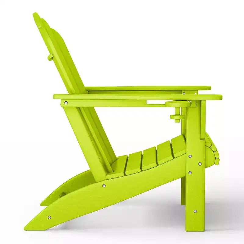 WestinTrends Highland 5-Piece Adirondack Chair with Folding Ottoman and Table Set, Lime