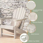 WestinTrends Highland Set Sedia Adirondack a 5 Pezzi con Pouf Pieghevole e Tavolo, Sabbia