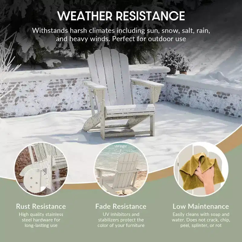 WestinTrends Highland 3-Piece Outdoor Patio HDPE Adirondack Chair With Cup Holder and Table Set, Sand