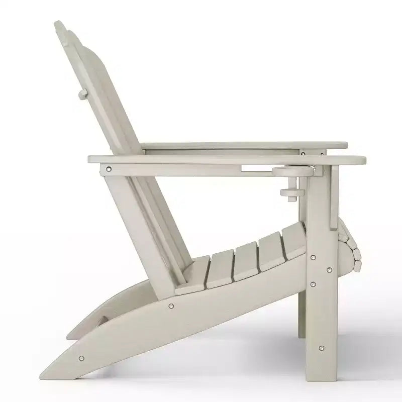 WestinTrends Highland 3-Piece Outdoor Patio HDPE Adirondack Chair With Cup Holder and Table Set, Sand