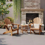 WestinTrends Highland 3-Piece Outdoor Patio HDPE Adirondack Chair With Cup Holder and Table Set, Teak