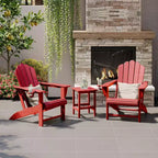 WestinTrends Highland 3-Piece Outdoor Patio HDPE Adirondack Chair With Cup Holder and Table Set, Red