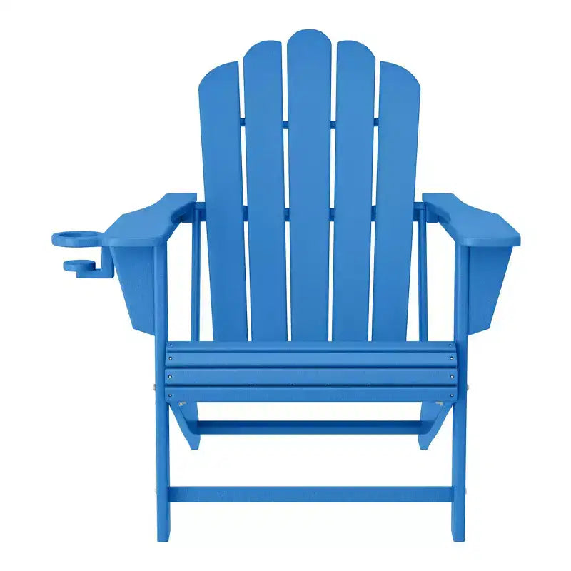 WestinTrends Highland Set di 3 Poltrone da Giardino Adirondack in HDPE da Esterno con Portabicchiere e Tavolino, Blu Pacifico