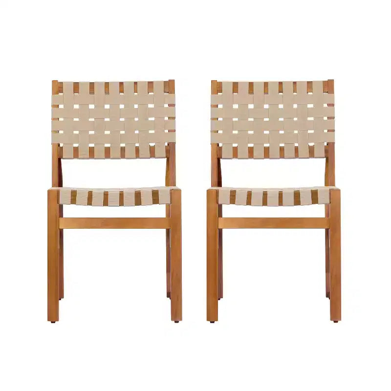 Christopher Knight Home Prasert Sedie da Giardino Laterali Moderne in Legno di Acacia con Corda Intrecciata in PE (Set di 2)