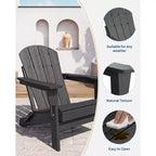 Sedie Adirondack in HDPE, sedia da esterno resistente alle intemperie, capacità di carico elevata 172 kg, nessun montaggio richiesto, per esterni, patio, prato