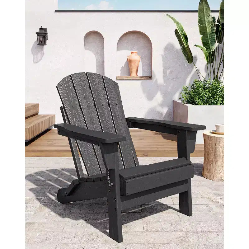 Sedie Adirondack in HDPE, sedia da esterno resistente alle intemperie, capacità di carico elevata 172 kg, nessun montaggio richiesto, per esterni, patio, prato