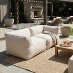 Christopher Knight Home Graziella Divano angolare moderno da giardino con pouf in olefin (set di 2)