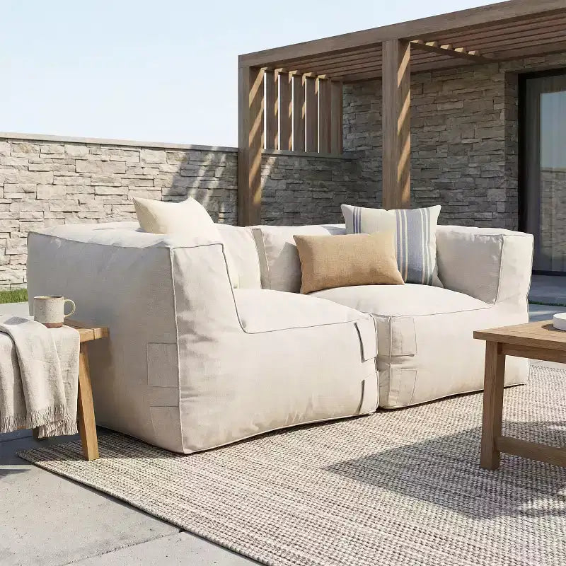 Christopher Knight Home Graziella Modern Patio Olefin Bean Bag Sofa Corner (Set of 2)