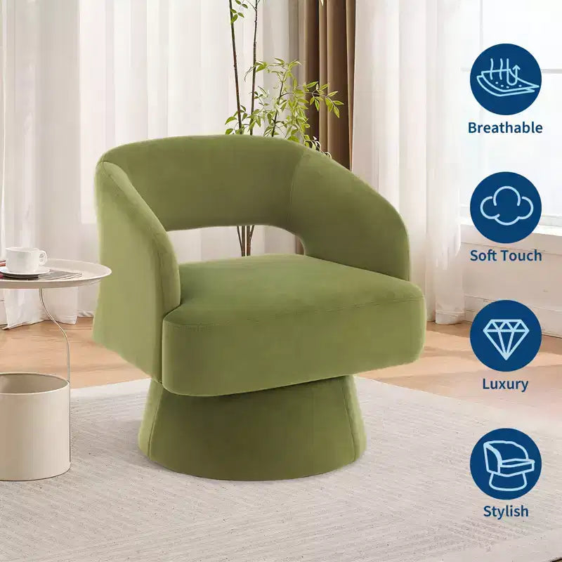 Poltrona Girevole con Schienale Traforato e Base Affusolata, Rivestita in Velluto o Teddy Velvet, Scegli il Colore