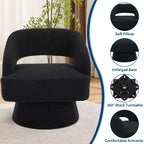 Poltrona Girevole con Schienale Traforato e Base Affusolata, Rivestita in Velluto o Teddy Velvet, Scegli il Colore