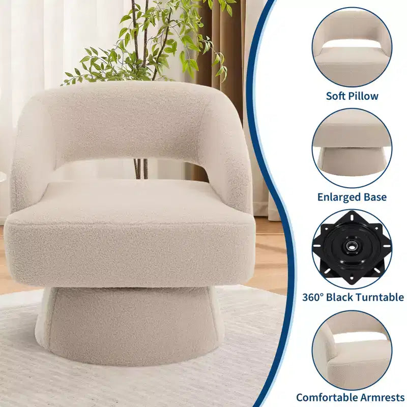 Poltrona Girevole con Schienale Traforato e Base Affusolata, Rivestita in Velluto o Teddy Velvet, Scegli il Colore