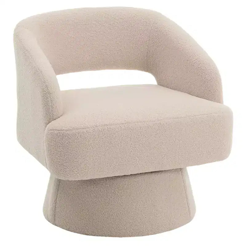 Poltrona Girevole con Schienale Traforato e Base Affusolata, Rivestita in Velluto o Teddy Velvet, Scegli il Colore