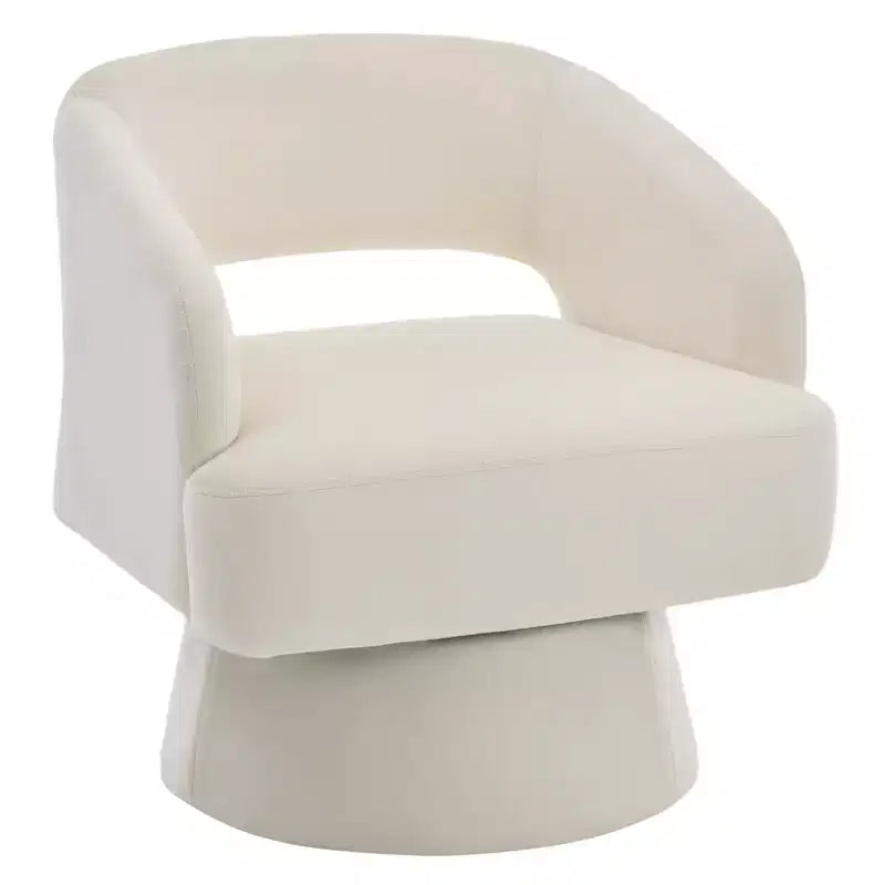 Poltrona Girevole con Schienale Traforato e Base Affusolata, Rivestita in Velluto o Teddy Velvet, Scegli il Colore