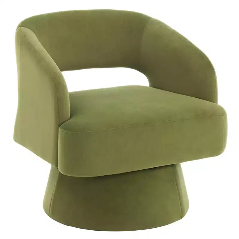 Poltrona Girevole con Schienale Traforato e Base Affusolata, Rivestita in Velluto o Teddy Velvet, Scegli il Colore