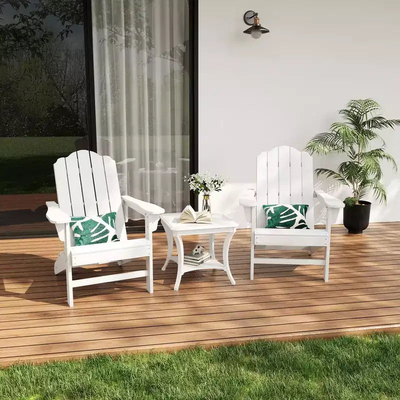 Durable HDPE Adirondack Patio Chair with Realistic Wood Grain Texture,All-Weather Wicker Lawn&Garden Seating for Backyard Deck Outdoor,1 Pack
