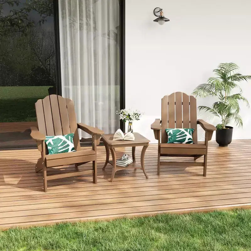 Durable HDPE Adirondack Patio Chair with Realistic Wood Grain Texture,All-Weather Wicker Lawn&Garden Seating for Backyard Deck Outdoor,1 Pack