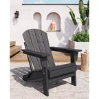 Sedia Adirondack Pieghevole per Carichi Pesanti in HDPE, Design Ripiegabile, Resistente alle Intemperie con Texture Effetto Legno e Portabicchieri per Patio, Prato, Giardino, Terrazza