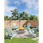 Sedia Adirondack Pieghevole per Carichi Pesanti in HDPE, Design Ripiegabile, Resistente alle Intemperie con Texture Effetto Legno e Portabicchieri per Patio, Prato, Giardino, Terrazza