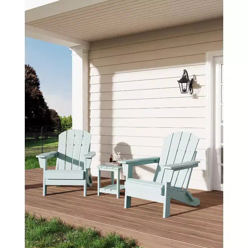 Sedia Adirondack Pieghevole per Carichi Pesanti in HDPE, Design Ripiegabile, Resistente alle Intemperie con Texture Effetto Legno e Portabicchieri per Patio, Prato, Giardino, Terrazza
