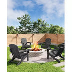 Sedia Adirondack Pieghevole per Carichi Pesanti in HDPE, Design Ripiegabile, Resistente alle Intemperie con Texture Effetto Legno e Portabicchieri per Patio, Prato, Giardino, Terrazza
